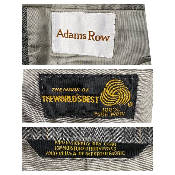 Vintage 80s Wool Herringbone Blazer Gray Oversized Menswear Jacket | Adams Row - Picture 8 of 16